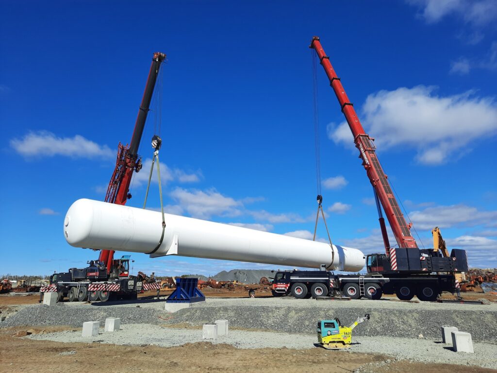 bulk tank of propane being installed at a site for inspection in Canada